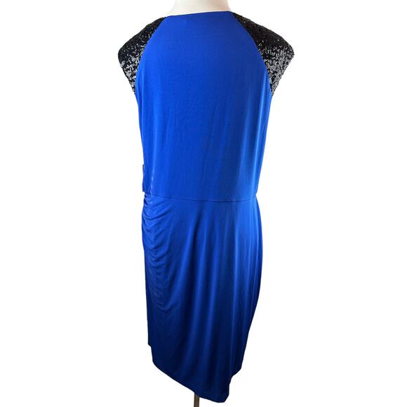 NWT Calvin Klein Atlantis Royal Blue Sheath Dress Sequin Stretch Plus Size 18W - Picture 3 of 16